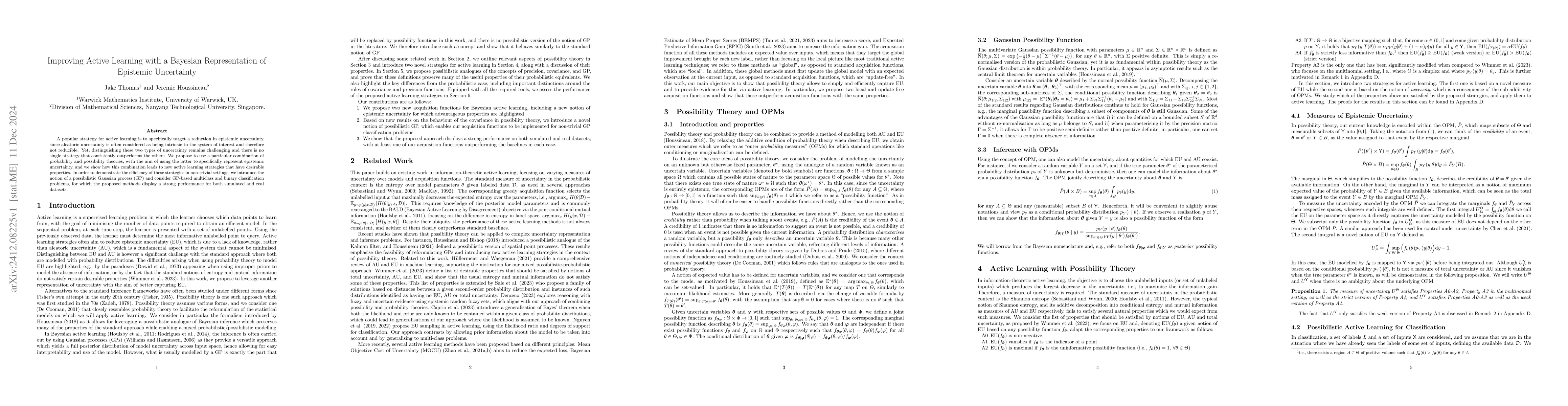 Thumbnail for Improving Active Learning with a Bayesian Representation of Epistemic
  Uncertainty