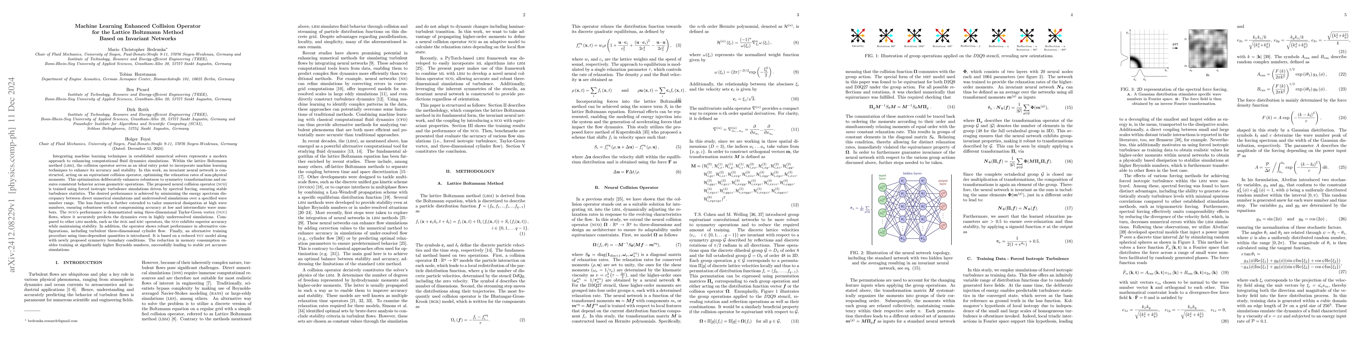 Thumbnail for Machine Learning Enhanced Collision Operator for the Lattice Boltzmann
  Method Based on Invariant Networks