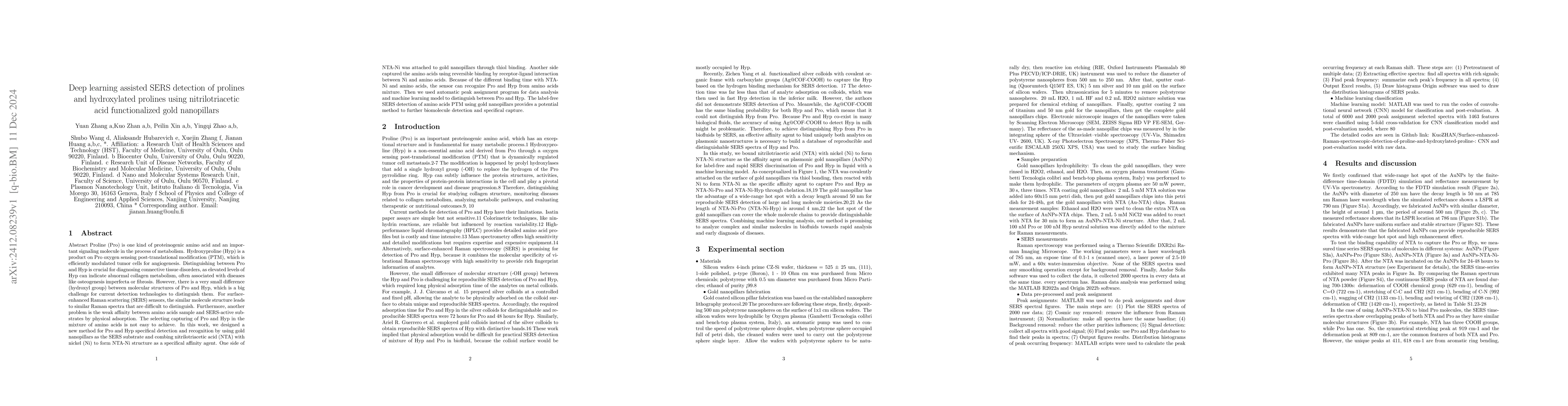 Thumbnail for Deep learning assisted SERS detection of prolines and hydroxylated
  prolines using nitrilotriacetic acid functionalized gold nanopillars