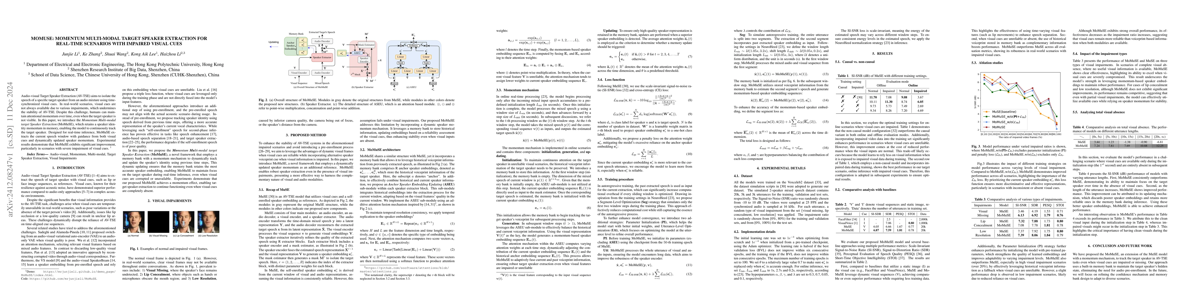 Thumbnail for MoMuSE: Momentum Multi-modal Target Speaker Extraction for Real-time
  Scenarios with Impaired Visual Cues