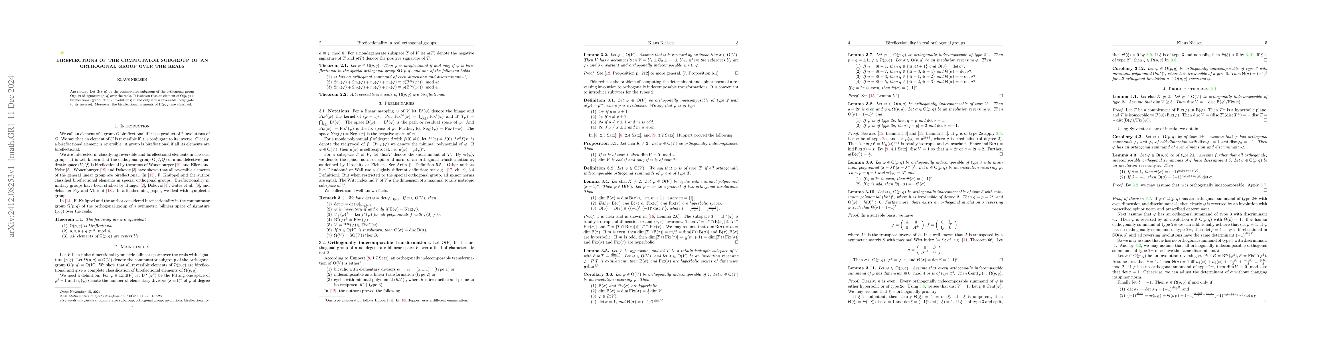Thumbnail for Bireflections of the commutator subgroup of an orthogonal group over the
  reals