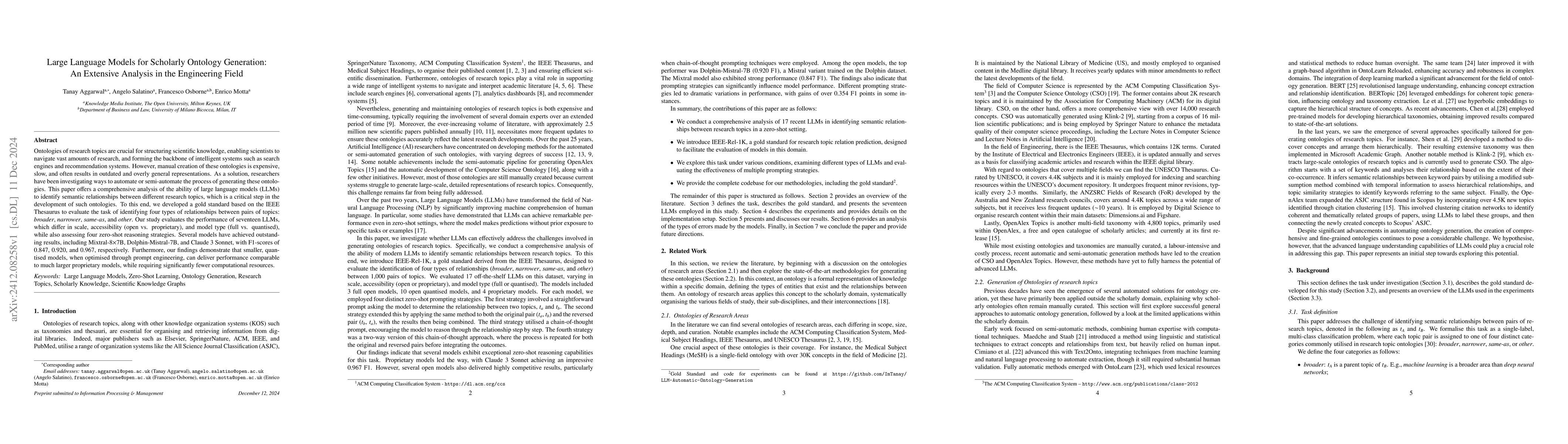Thumbnail for Large Language Models for Scholarly Ontology Generation: An Extensive
  Analysis in the Engineering Field