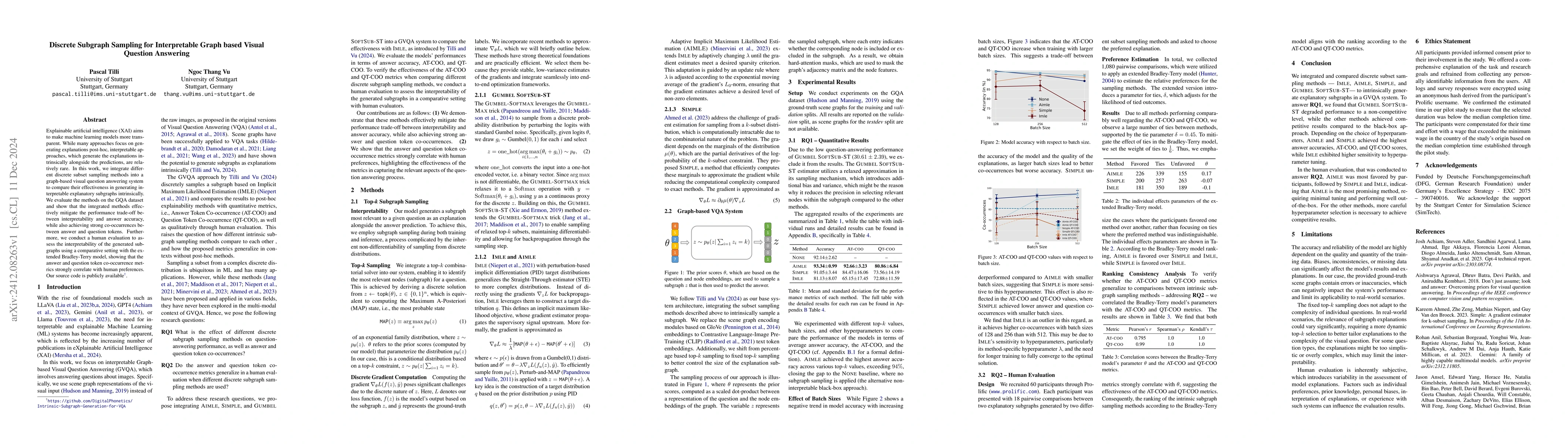 Thumbnail for Discrete Subgraph Sampling for Interpretable Graph based Visual Question
  Answering