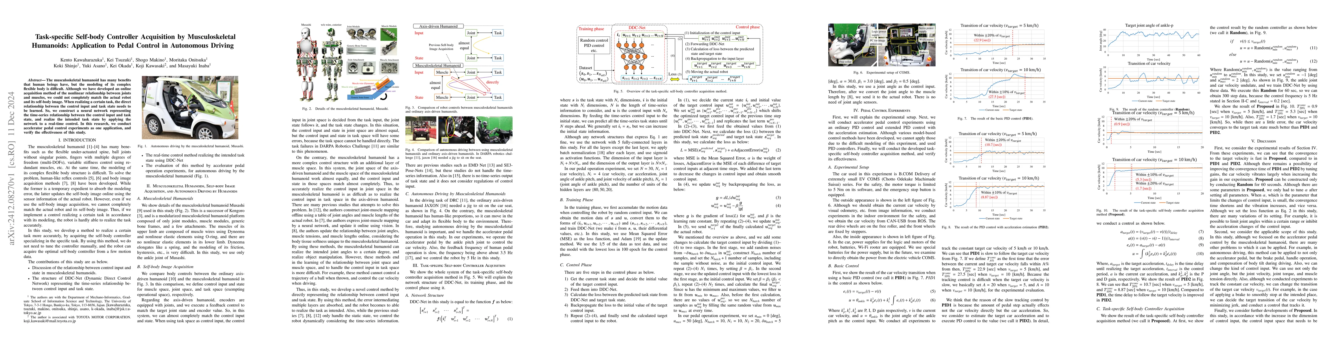 Thumbnail for Task-specific Self-body Controller Acquisition by Musculoskeletal
  Humanoids: Application to Pedal Control in Autonomous Driving