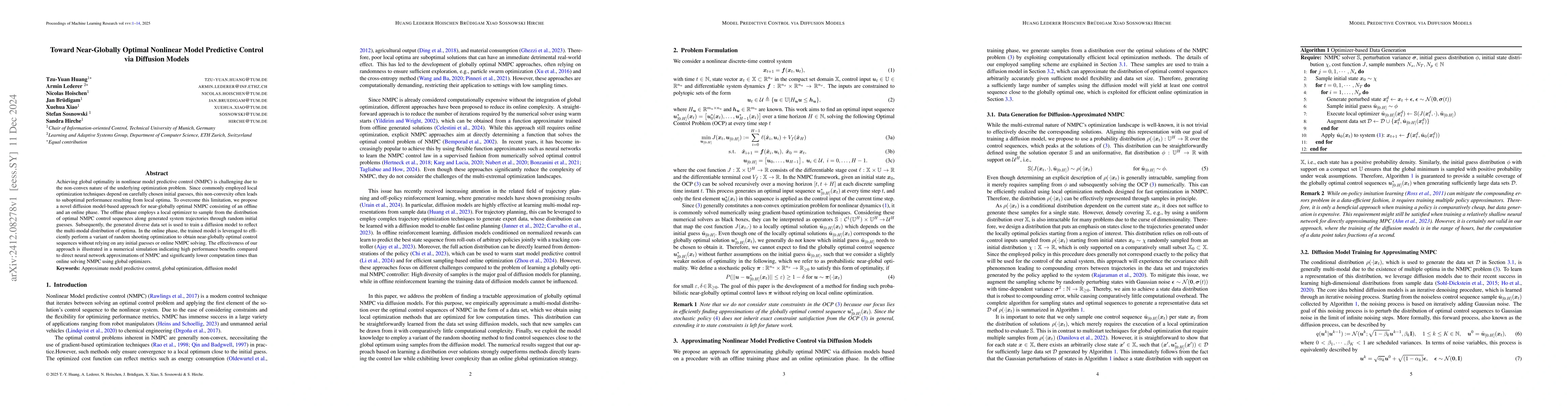 Thumbnail for Toward Near-Globally Optimal Nonlinear Model Predictive Control via
  Diffusion Models