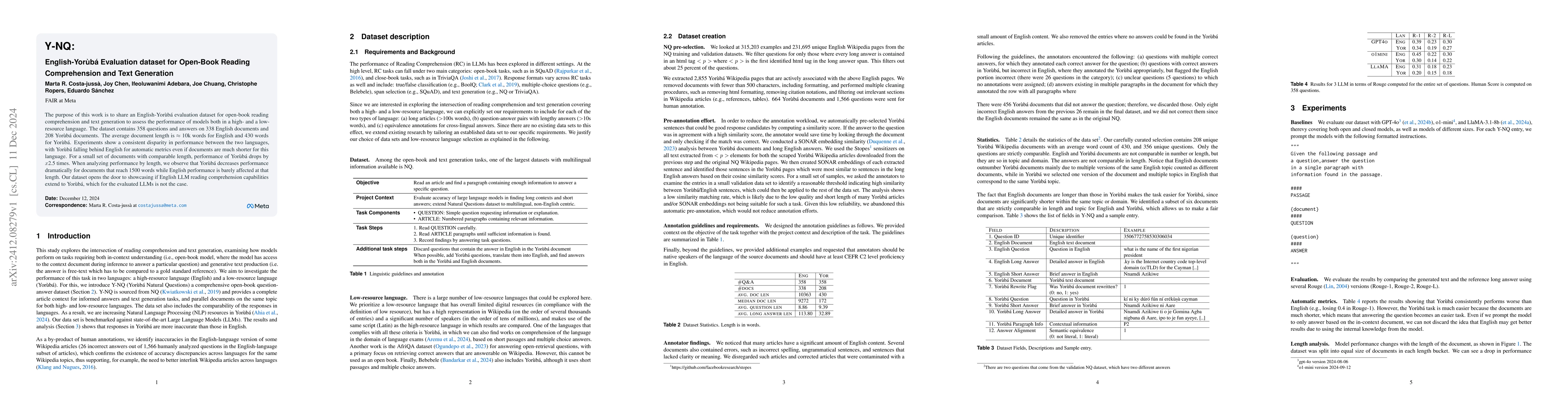 Thumbnail for Y-NQ: English-Yorùbá Evaluation dataset for Open-Book Reading
  Comprehension and Text Generation