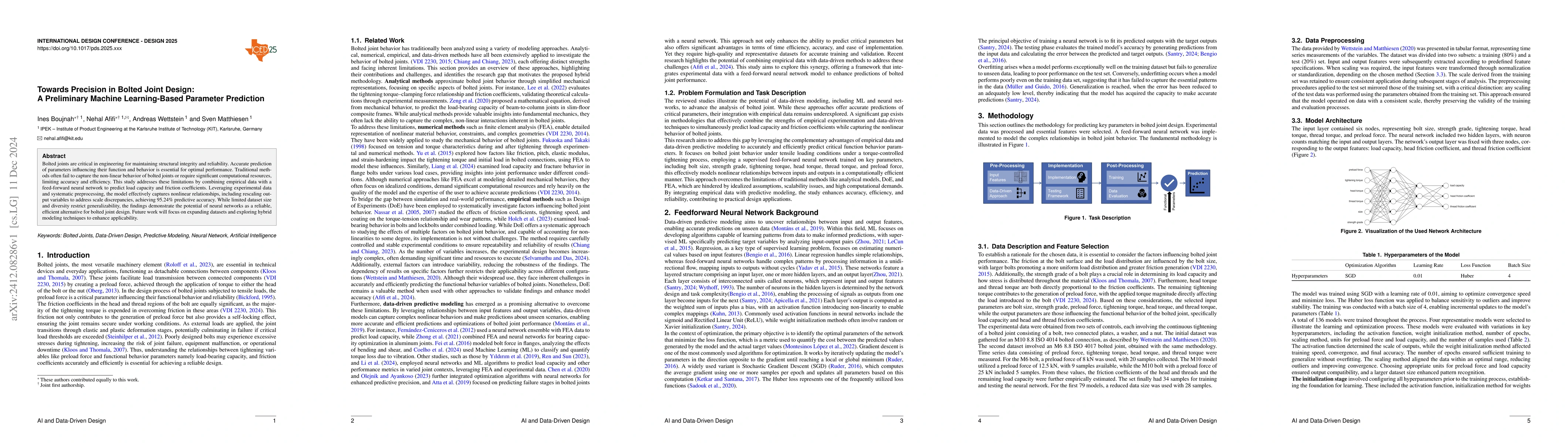 Thumbnail for Towards Precision in Bolted Joint Design: A Preliminary Machine
  Learning-Based Parameter Prediction