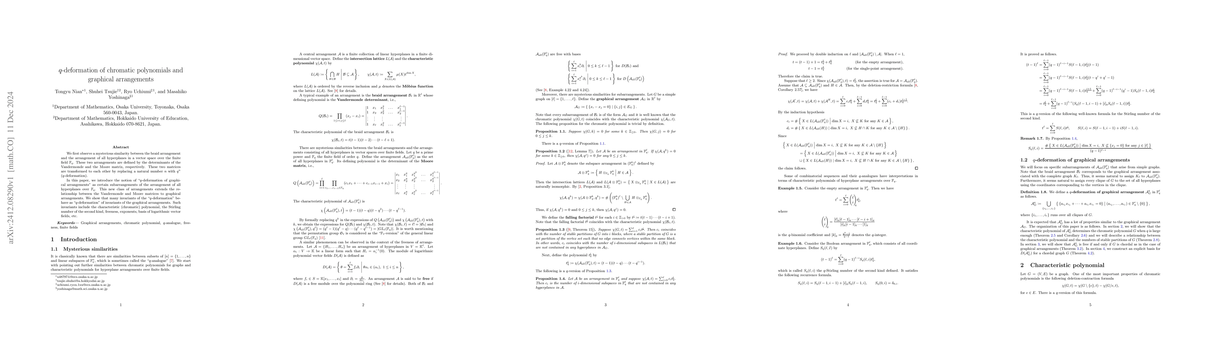 Thumbnail for $q$-deformation of chromatic polynomials and graphical arrangements