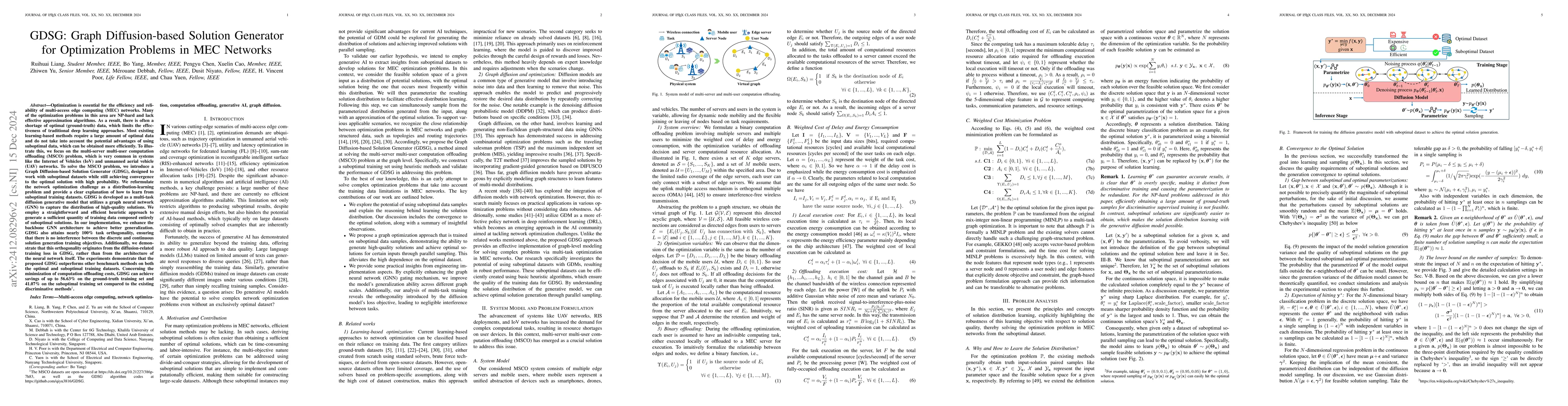 Thumbnail for GDSG: Graph Diffusion-based Solution Generation for Optimization
  Problems in MEC Networks