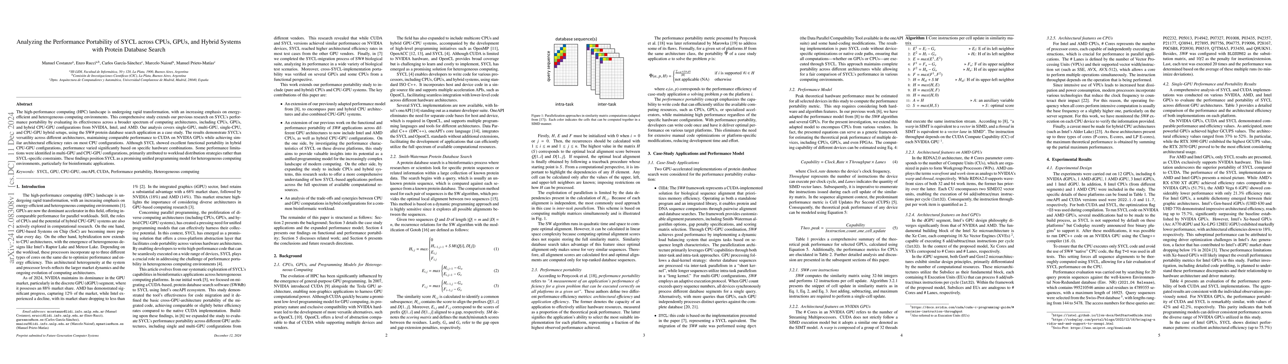 Thumbnail for Analyzing the Performance Portability of SYCL across CPUs, GPUs, and
  Hybrid Systems with Protein Database Search