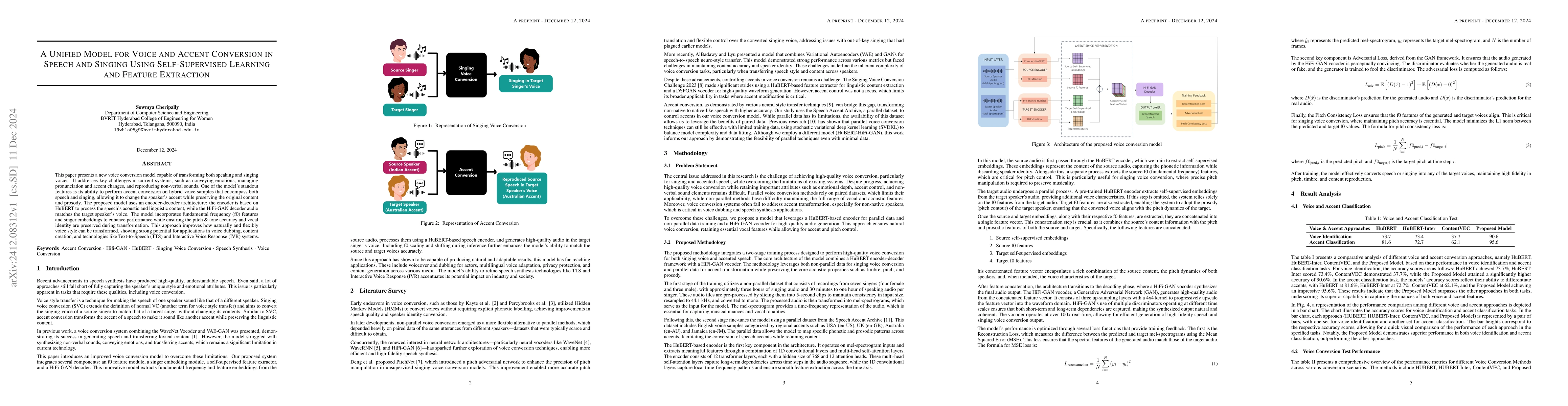 Thumbnail for A Unified Model For Voice and Accent Conversion In Speech and Singing
  using Self-Supervised Learning and Feature Extraction
