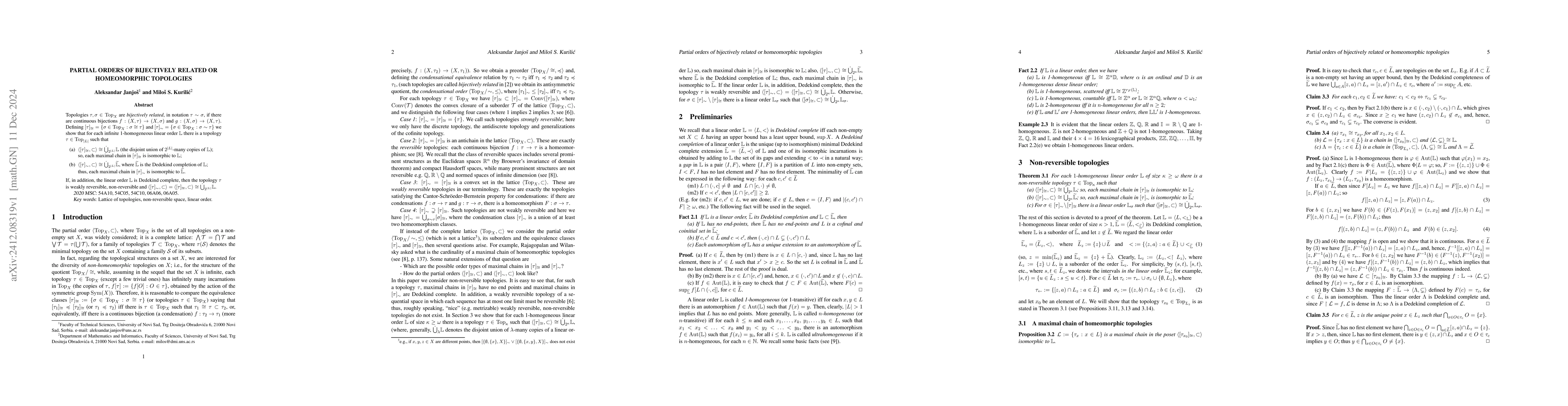 Thumbnail for Partial Orders of Bijectively Related or Homeomorphic Topologies
