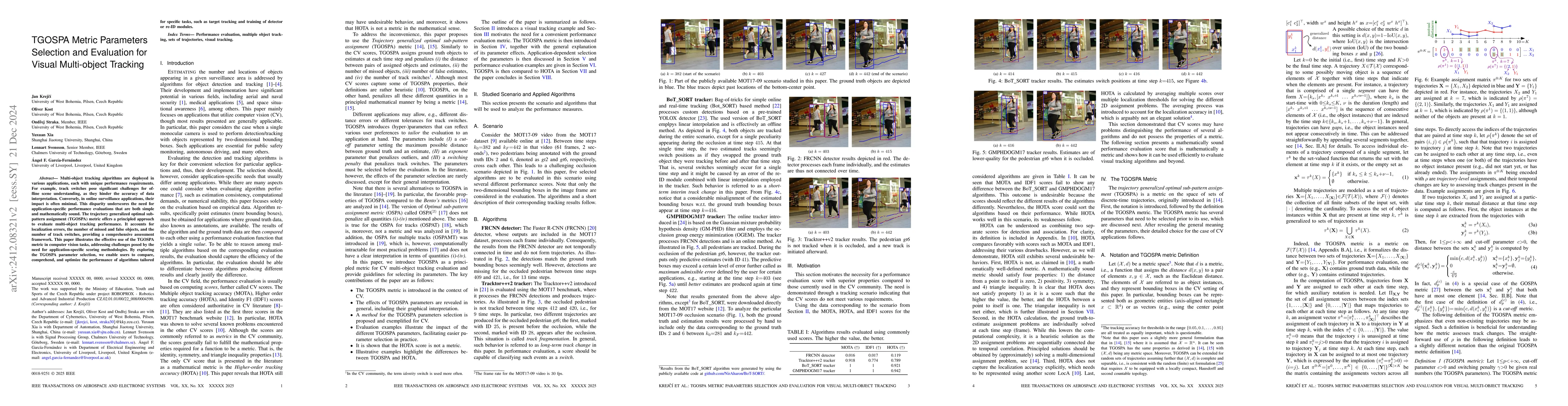 Thumbnail for TGOSPA Metric Parameters Selection and Evaluation for Visual
  Multi-object Tracking