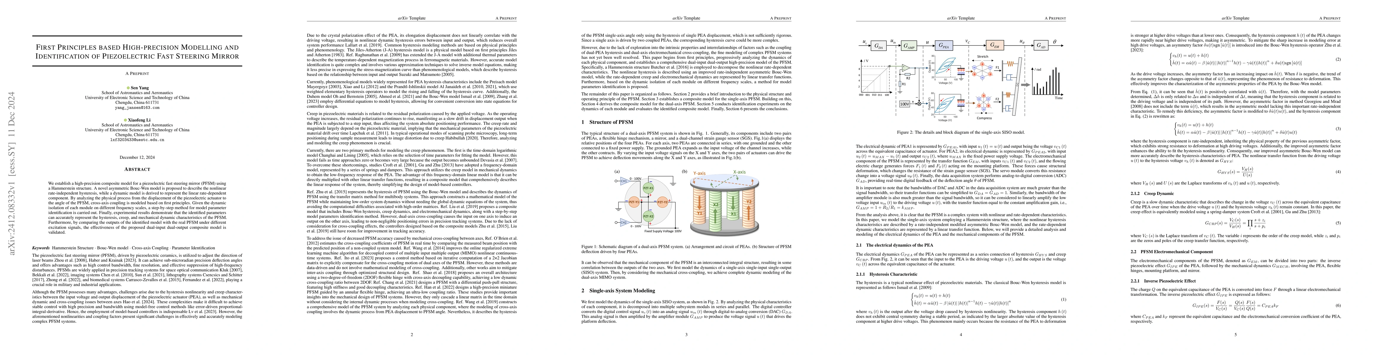 Thumbnail for First Principles based High-precision Modelling and Identification of
  Piezoelectric Fast Steering Mirror