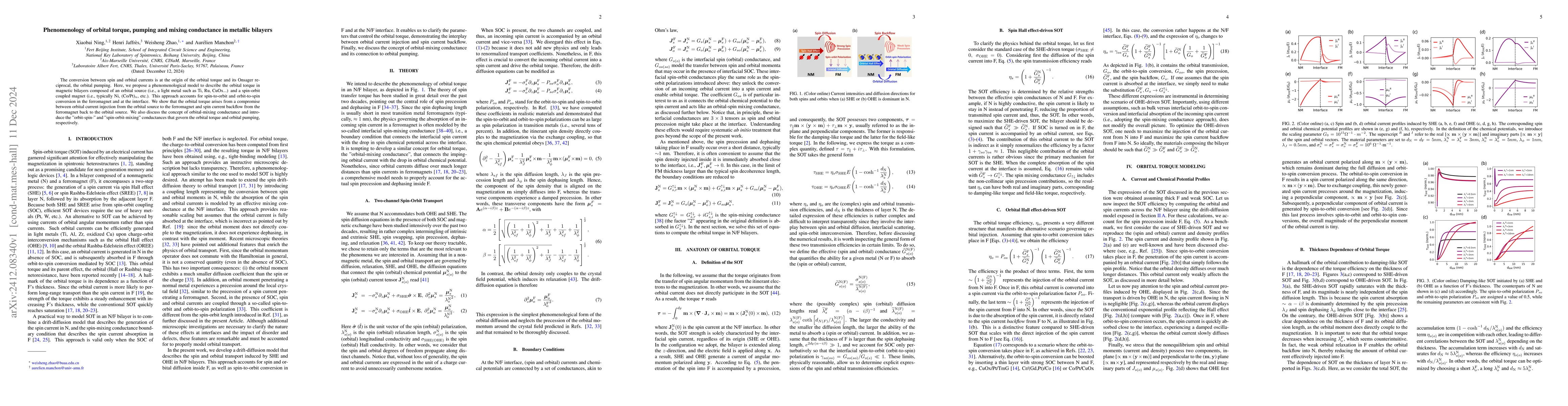 Thumbnail for Phenomenology of orbital torque, pumping and mixing conductance in
  metallic bilayers
