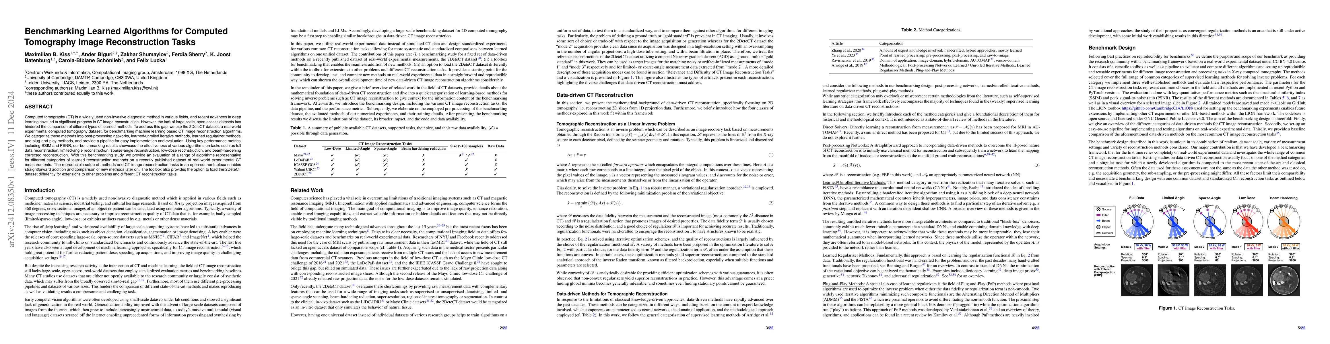 Thumbnail for Benchmarking learned algorithms for computed tomography image
  reconstruction tasks