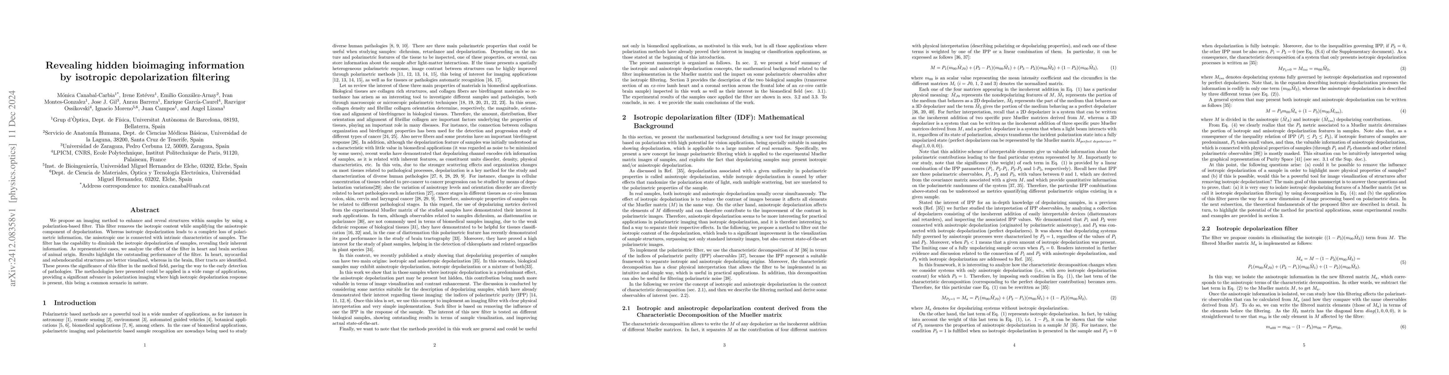Thumbnail for Revealing hidden bioimaging information by isotropic depolarization
  filtering