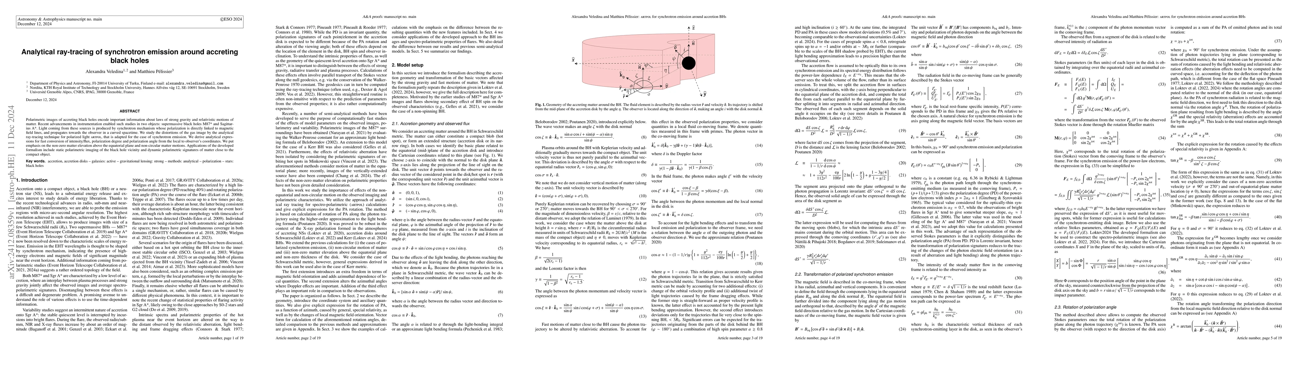 Thumbnail for Analytical ray-tracing of synchrotron emission around accreting black
  holes