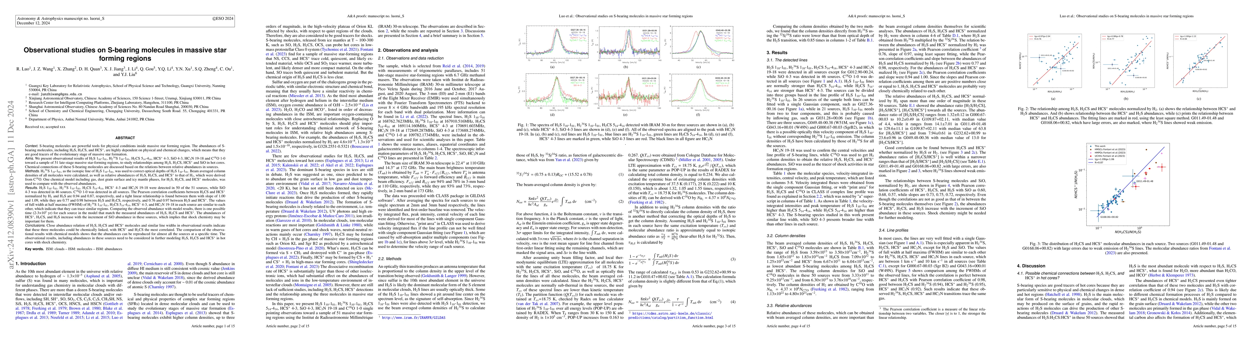 Thumbnail for Observational studies on S-bearing molecules in massive star forming
  regions
