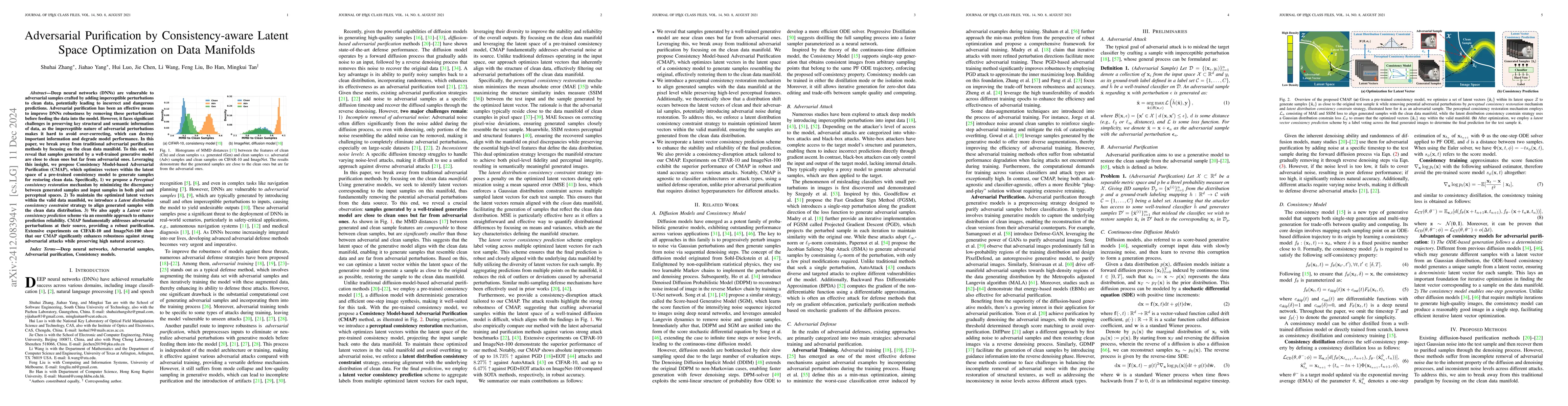 Thumbnail for Adversarial Purification by Consistency-aware Latent Space Optimization
  on Data Manifolds