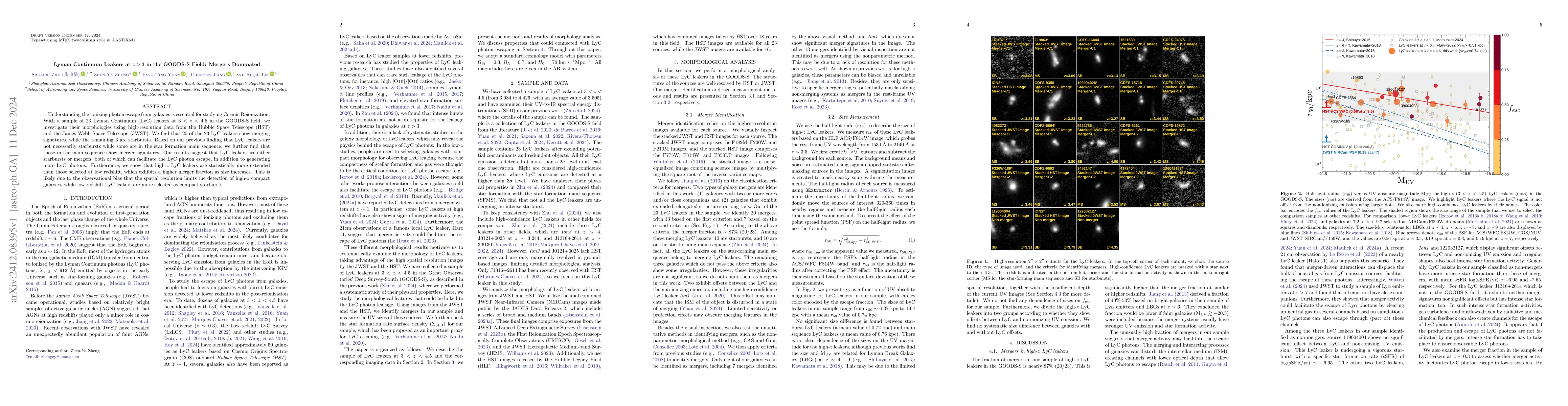 Thumbnail for Lyman Continuum Leakers at $z>3$ in the GOODS-S Field: Mergers Dominated