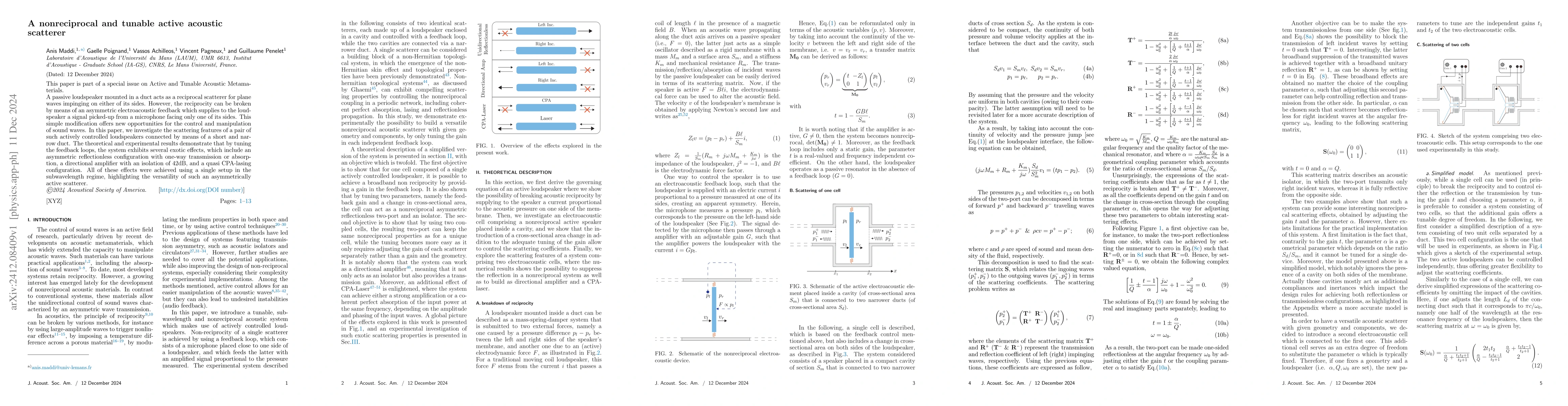 Thumbnail for A nonreciprocal and tunable active acoustic scatterer