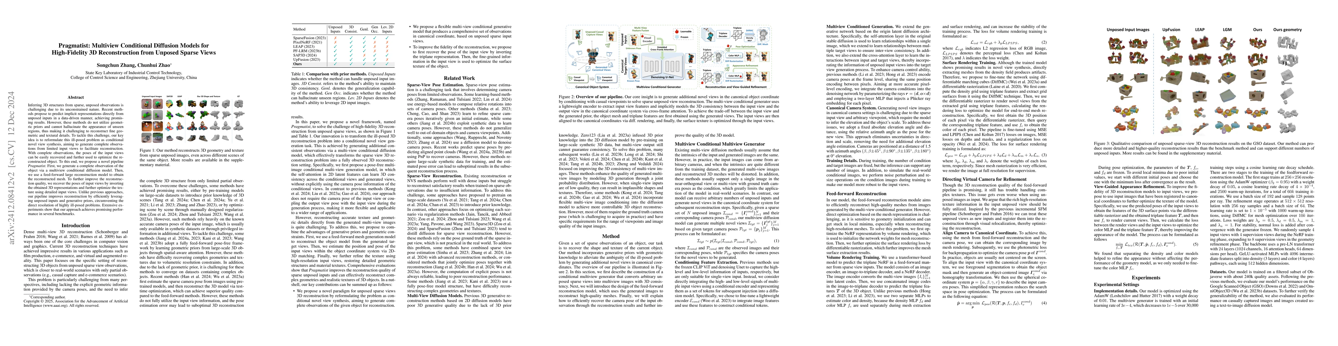 Thumbnail for Pragmatist: Multiview Conditional Diffusion Models for High-Fidelity 3D
  Reconstruction from Unposed Sparse Views