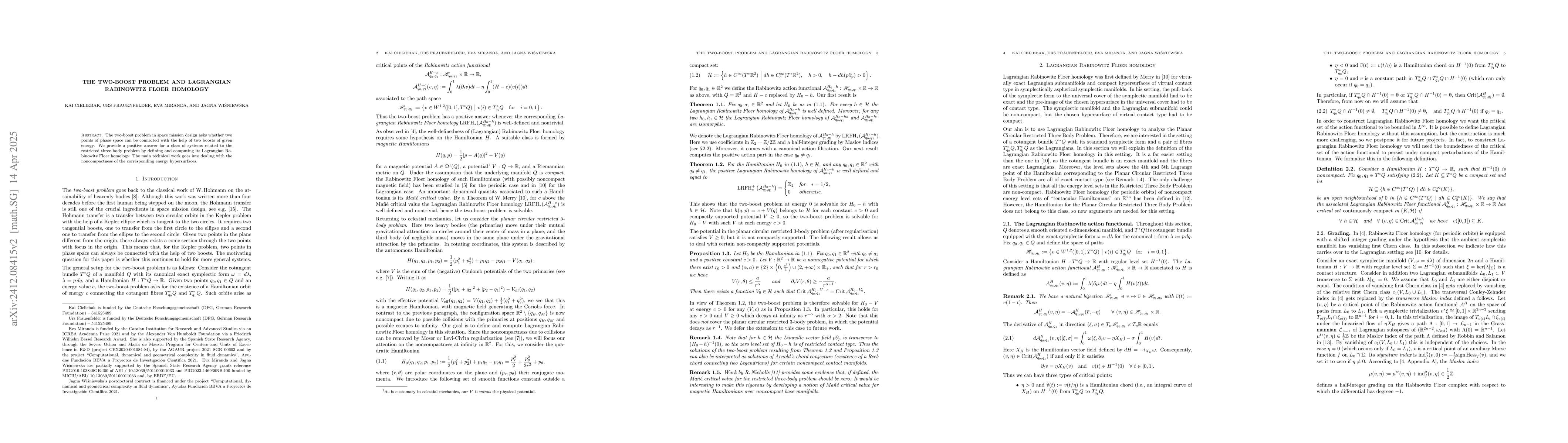 Thumbnail for The two-boost problem and Lagrangian Rabinowitz Floer homology