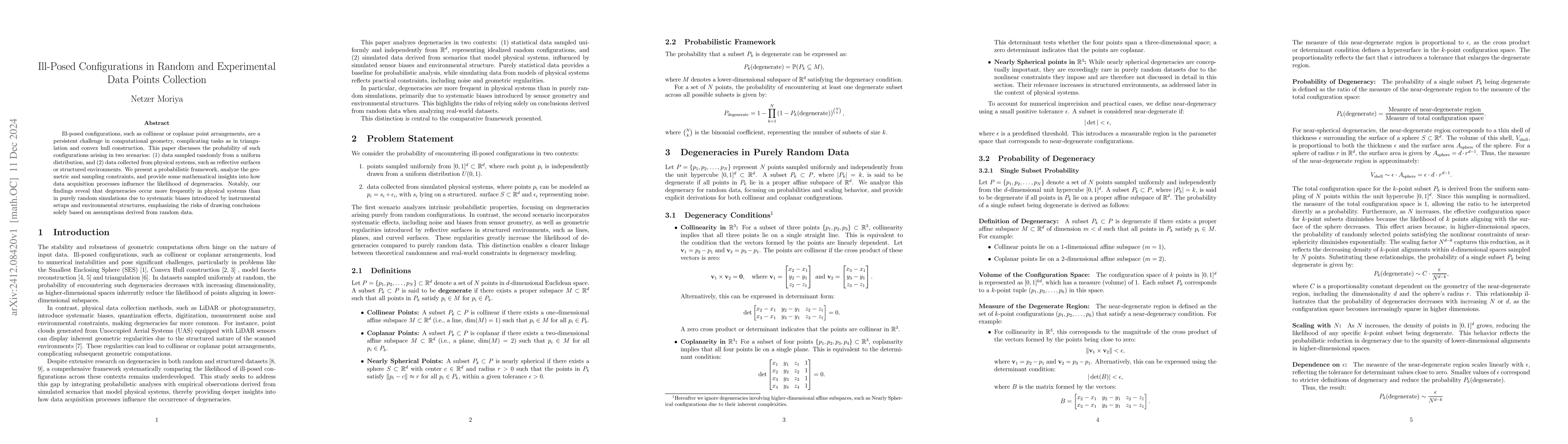Thumbnail for Ill-Posed Configurations in Random and Experimental Data Points
  Collection