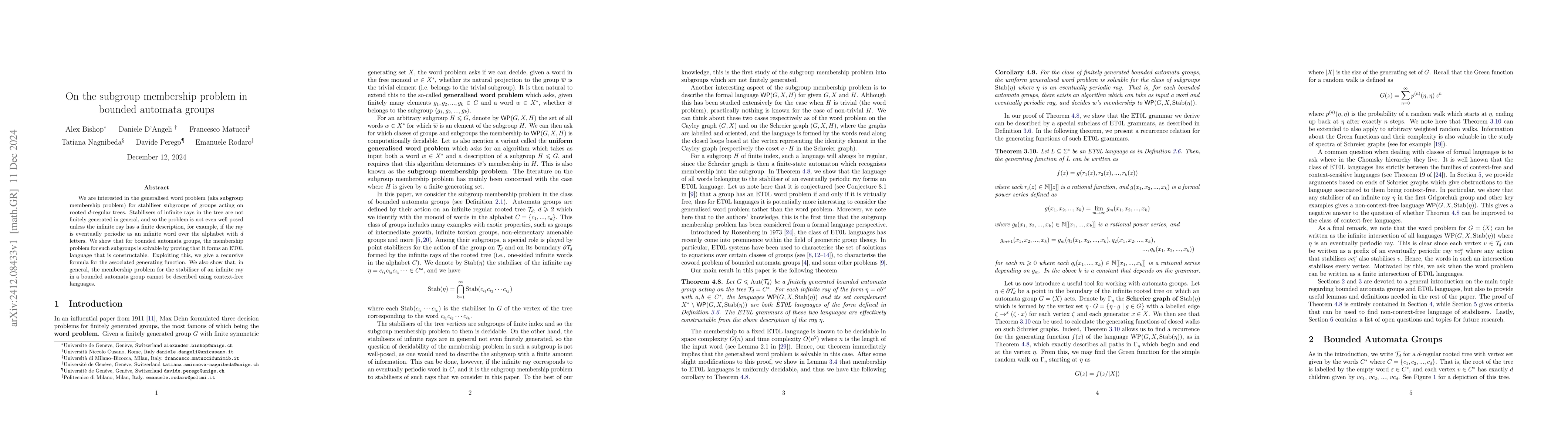 Thumbnail for On the subgroup membership problem in bounded automata groups