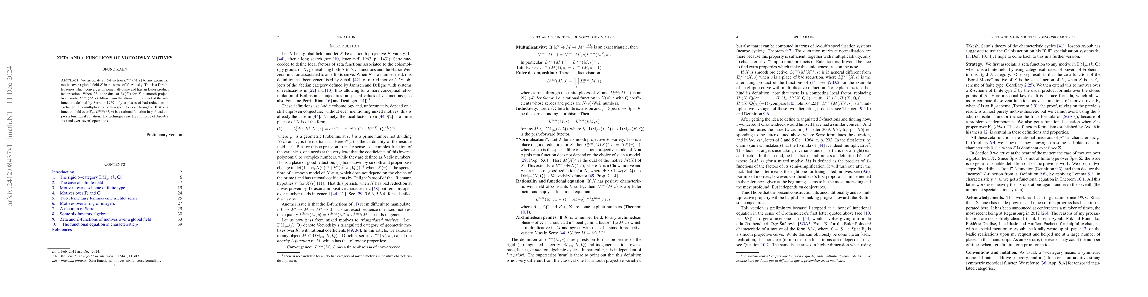 Thumbnail for Zeta and L functions of Voevodsky motives