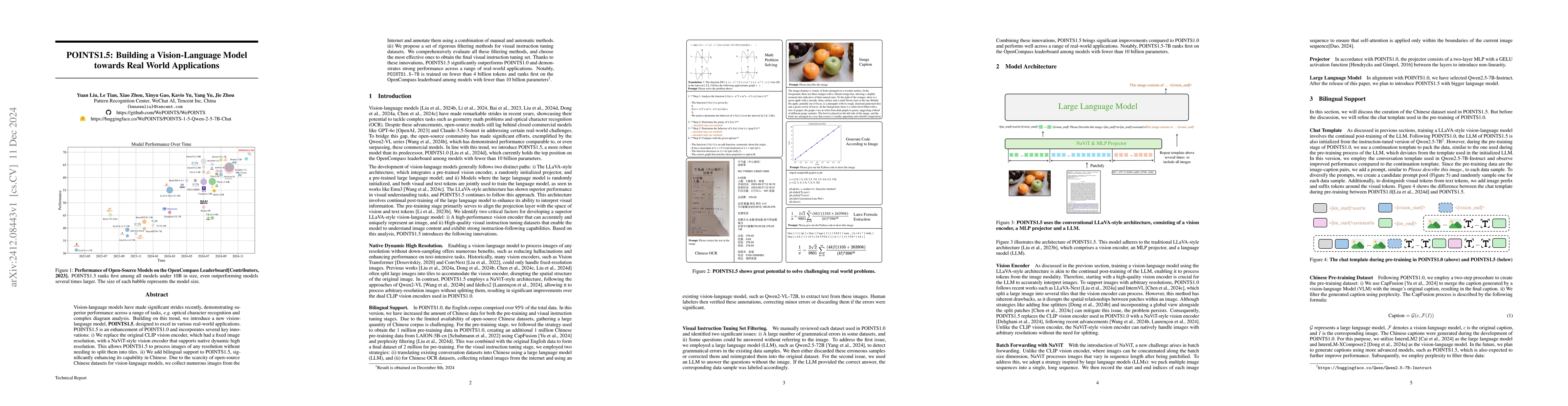 Thumbnail for POINTS1.5: Building a Vision-Language Model towards Real World
  Applications
