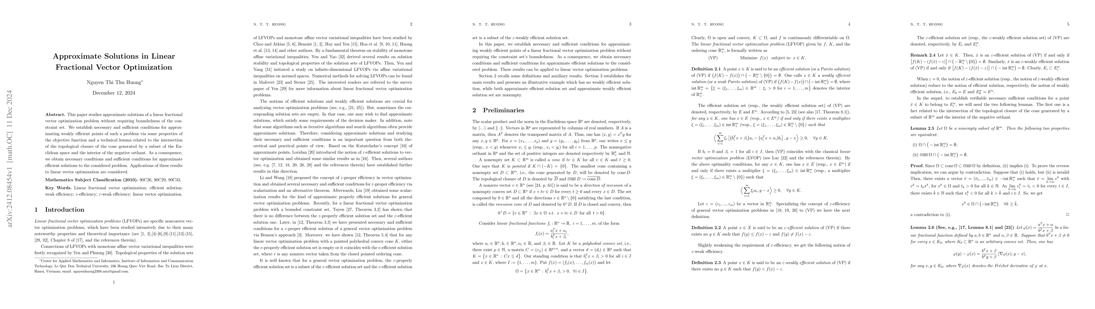 Thumbnail for Approximate Solutions in Linear Fractional Vector Optimization