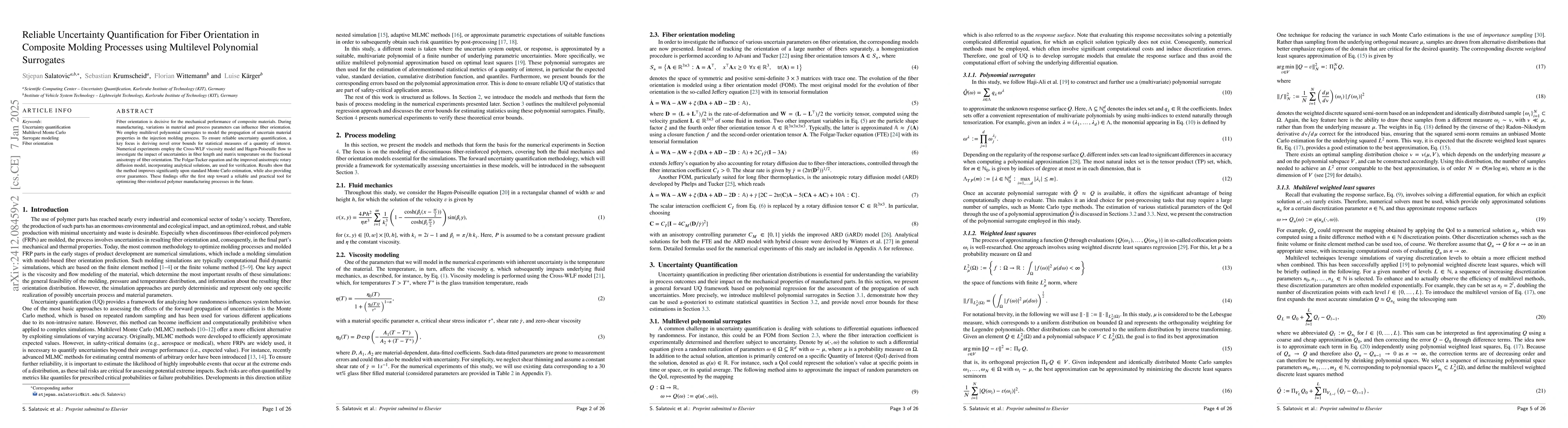 Thumbnail for Reliable Uncertainty Quantification for Fiber Orientation in Composite
  Molding Processes using Multilevel Polynomial Surrogates