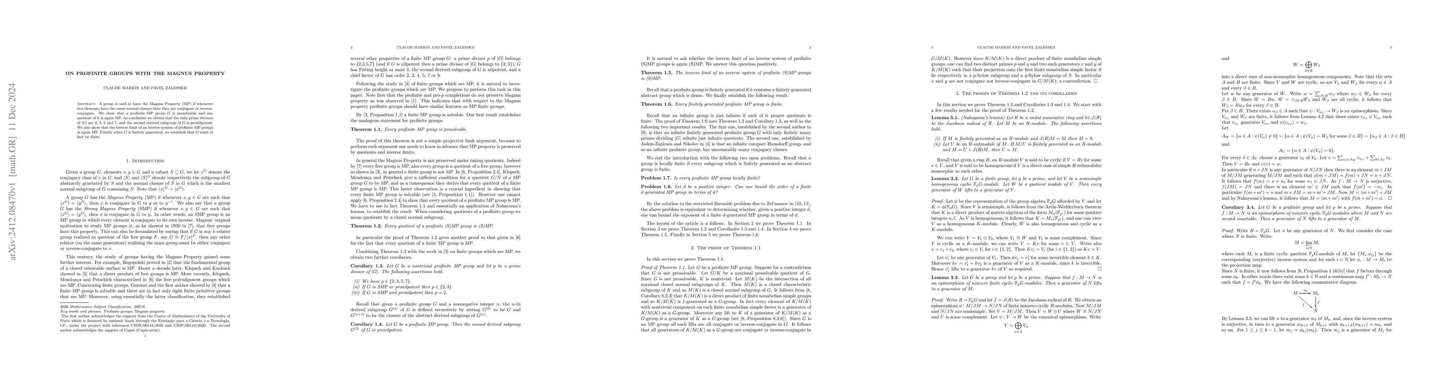 Thumbnail for On profinite groups with the Magnus Property