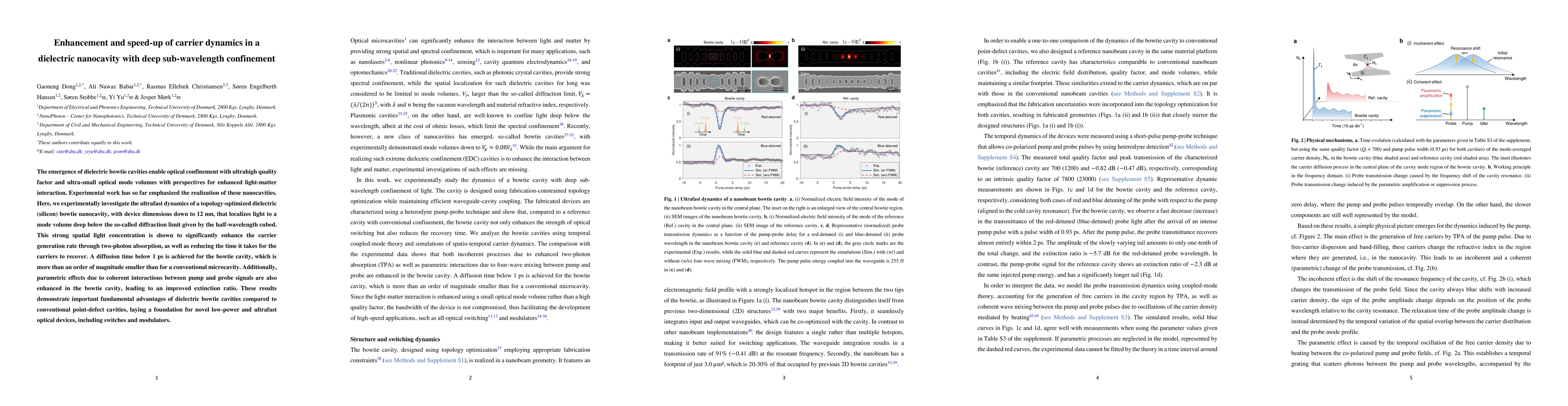 Thumbnail for Enhancement and speed-up of carrier dynamics in a dielectric nanocavity
  with deep sub-wavelength confinement