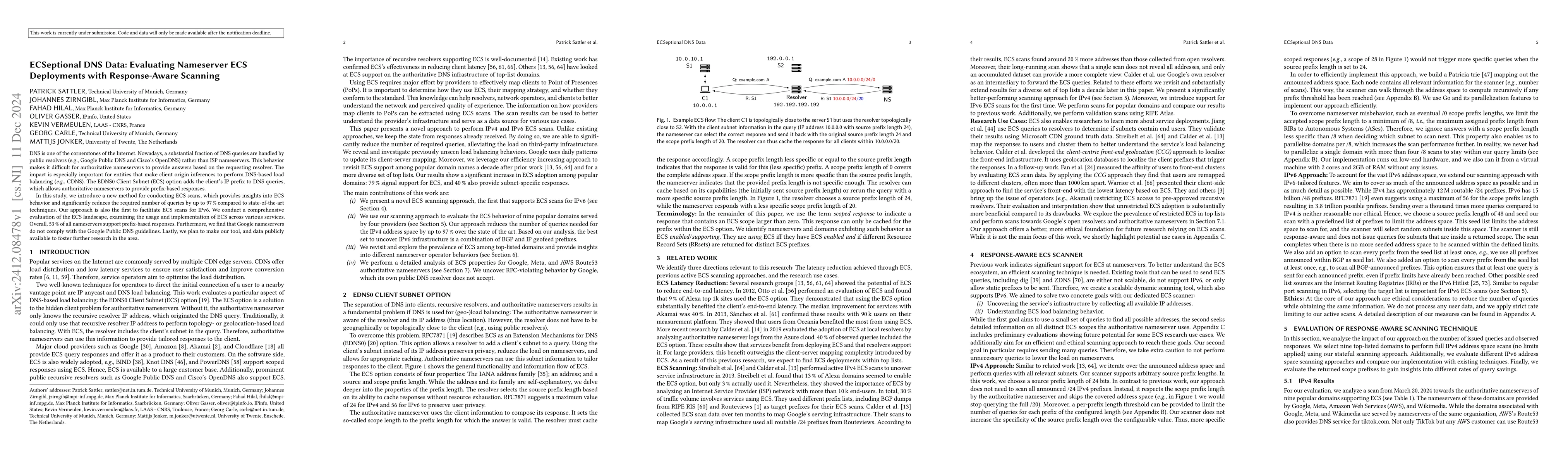 Thumbnail for ECSeptional DNS Data: Evaluating Nameserver ECS Deployments with
  Response-Aware Scanning