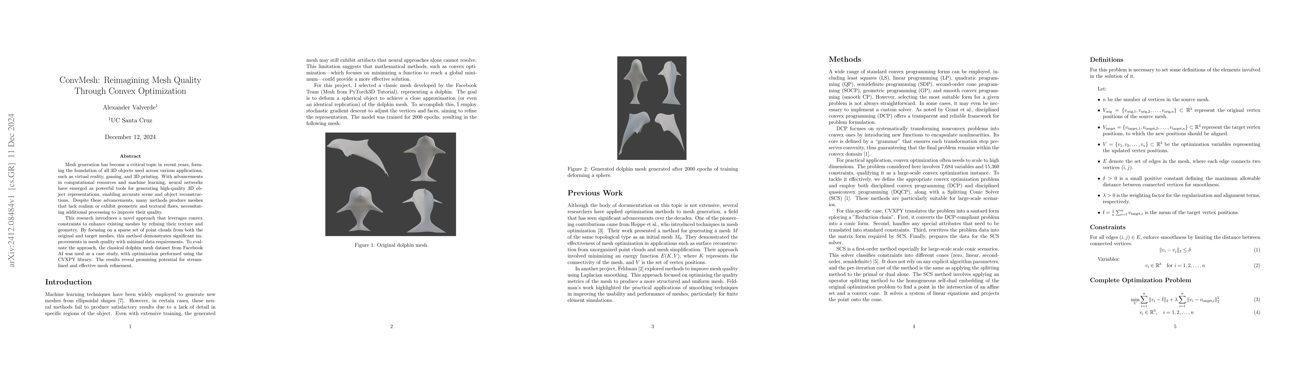 Thumbnail for ConvMesh: Reimagining Mesh Quality Through Convex Optimization