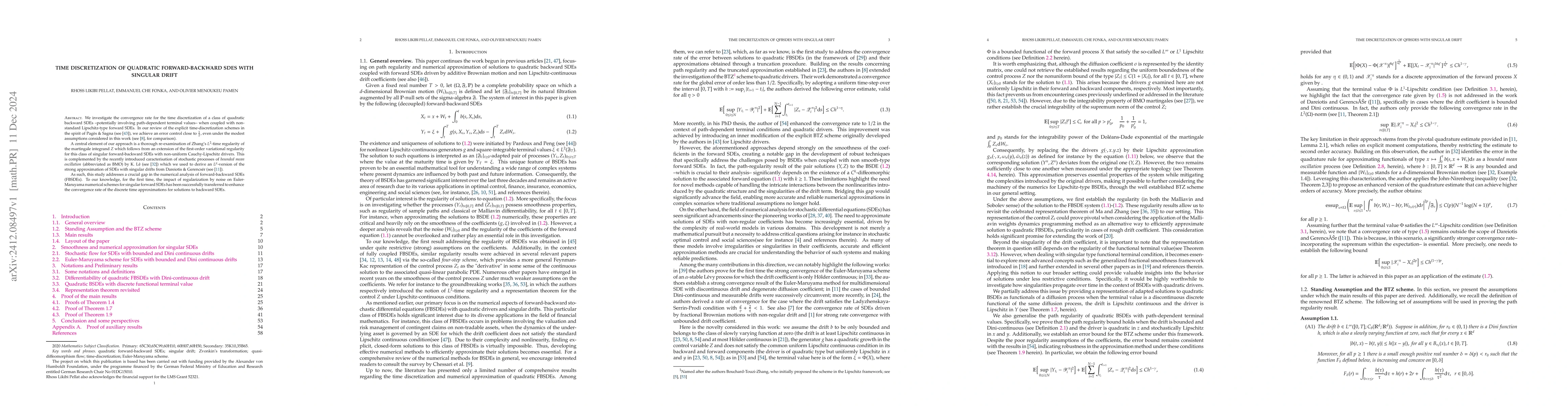 Thumbnail for Time discretization of Quadratic Forward-Backward SDEs with singular
  drifts