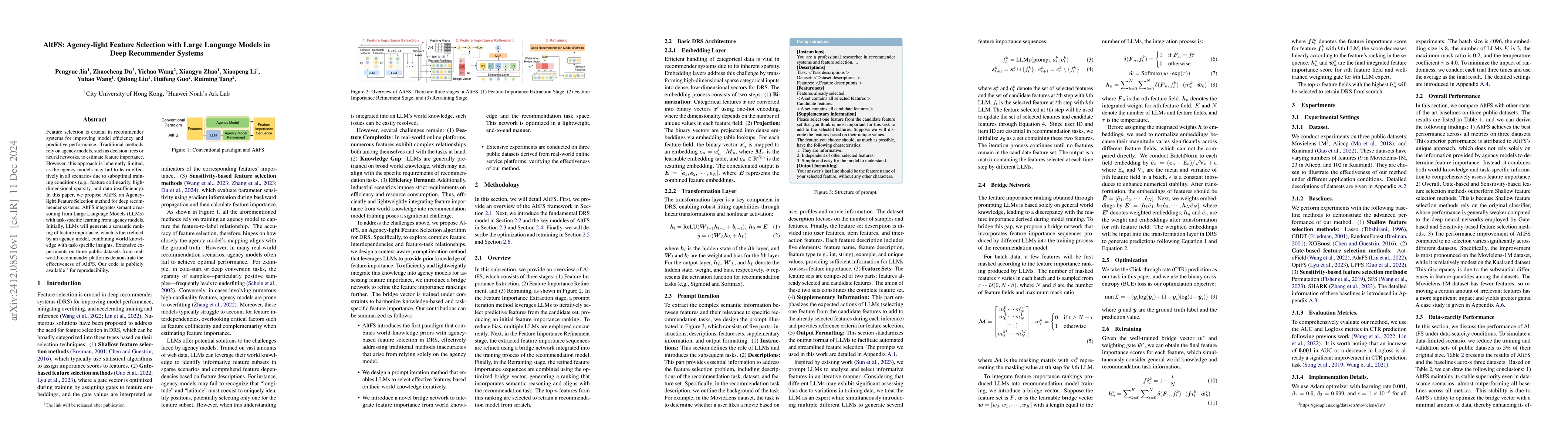 Thumbnail for AltFS: Agency-light Feature Selection with Large Language Models in Deep
  Recommender Systems