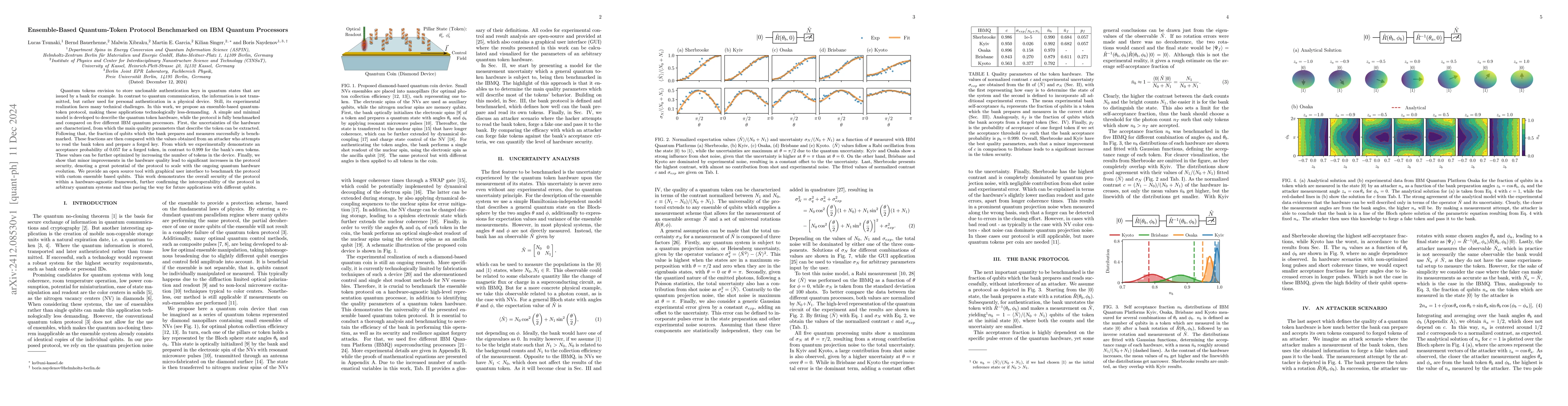 Thumbnail for Ensemble-Based Quantum-Token Protocol Benchmarked on IBM Quantum
  Processors