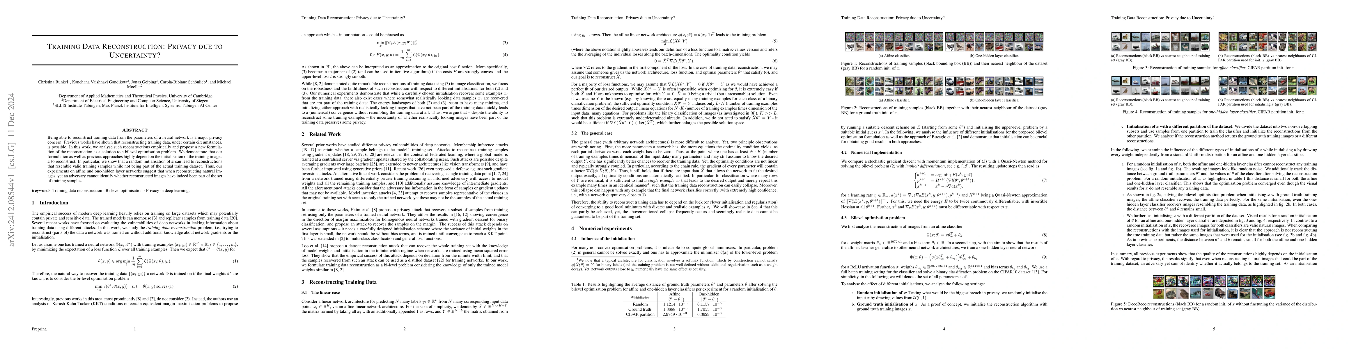 Thumbnail for Training Data Reconstruction: Privacy due to Uncertainty?