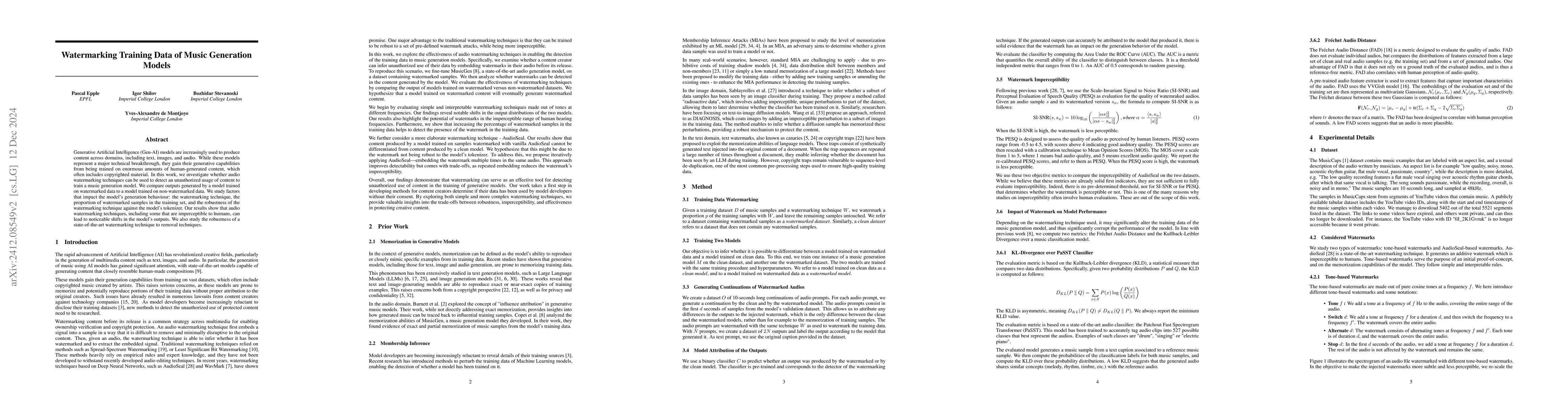 Thumbnail for Watermarking Training Data of Music Generation Models