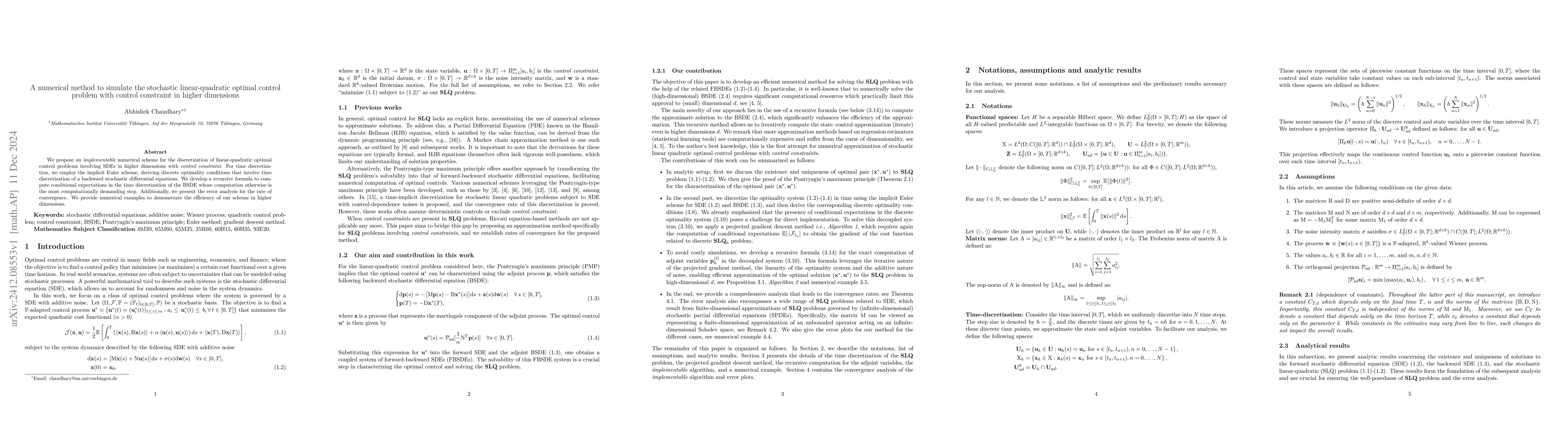 Thumbnail for A numerical method to simulate the stochastic linear-quadratic optimal
  control problem with control constraint in higher dimensions