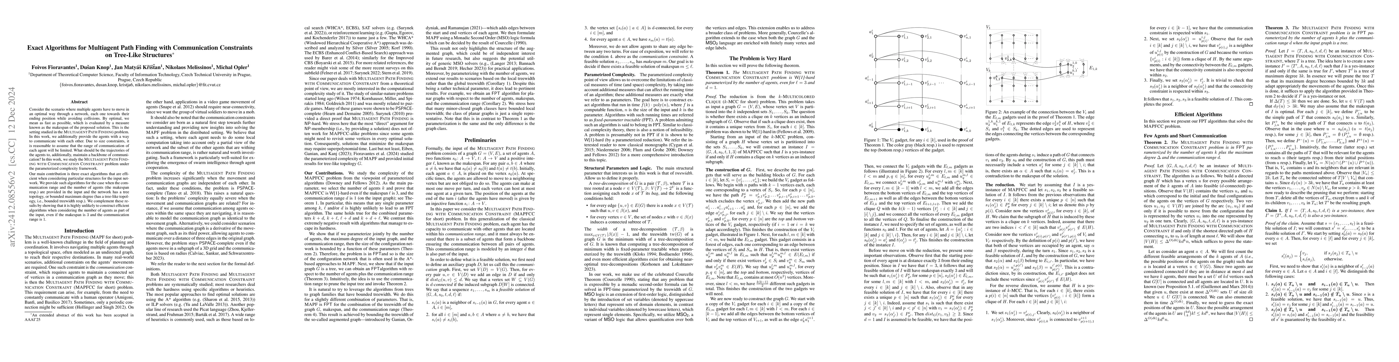 Thumbnail for Exact Algorithms for Multiagent Path Finding with Communication
  Constraints on Tree-Like Structures