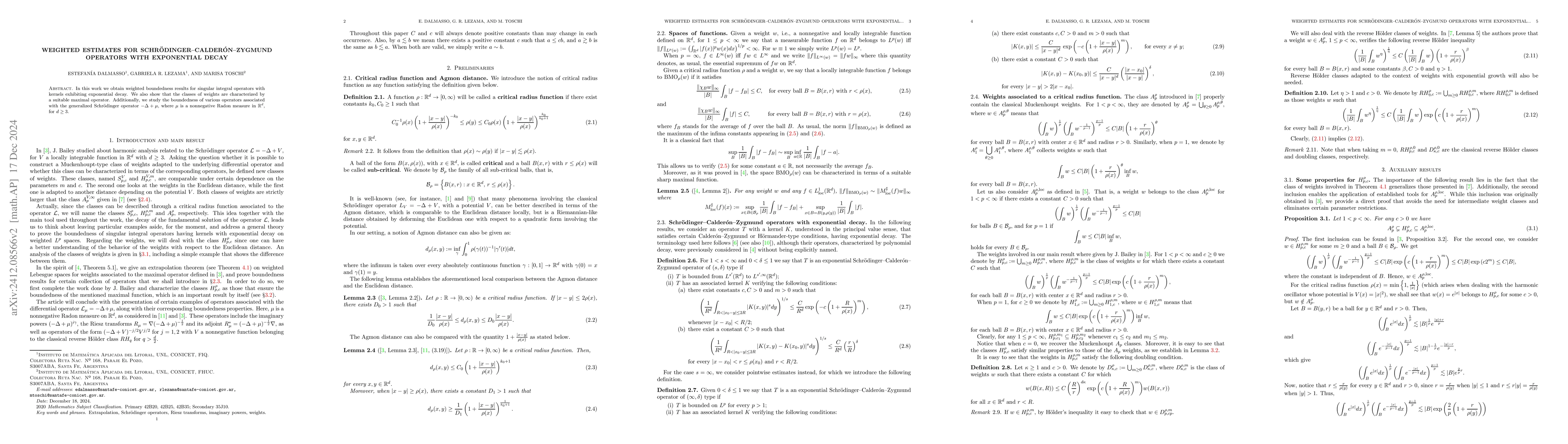 Thumbnail for Weighted estimates for Schrödinger--Calderón--Zygmund operators with
  exponential decay