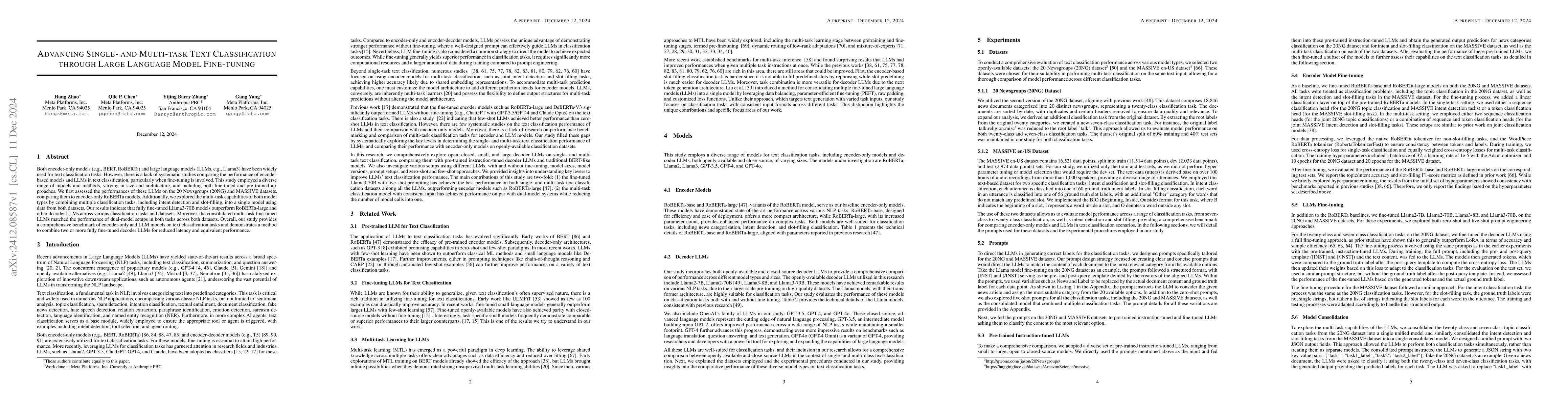 Thumbnail for Advancing Single- and Multi-task Text Classification through Large
  Language Model Fine-tuning