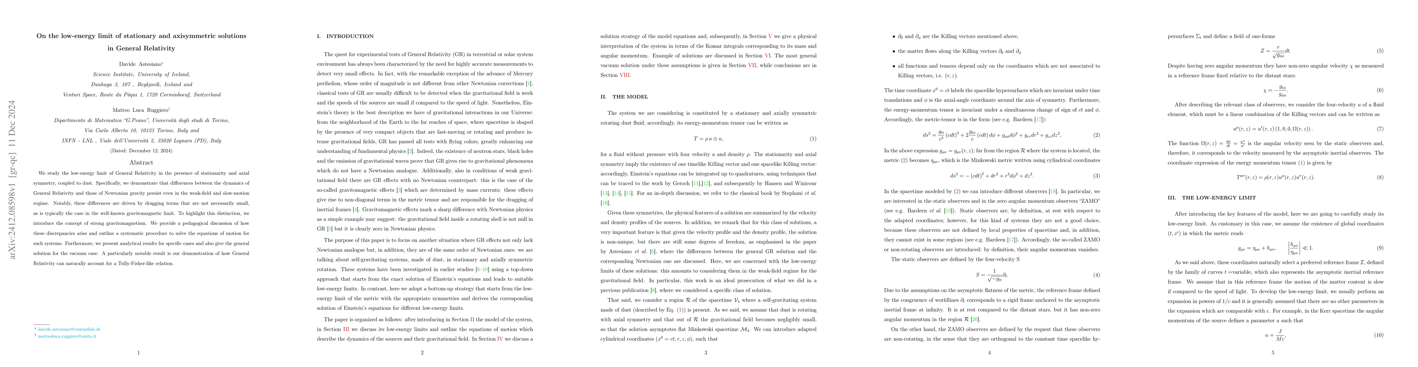 Thumbnail for On the low-energy limit of stationary and axisymmetric solutions in
  General Relativity