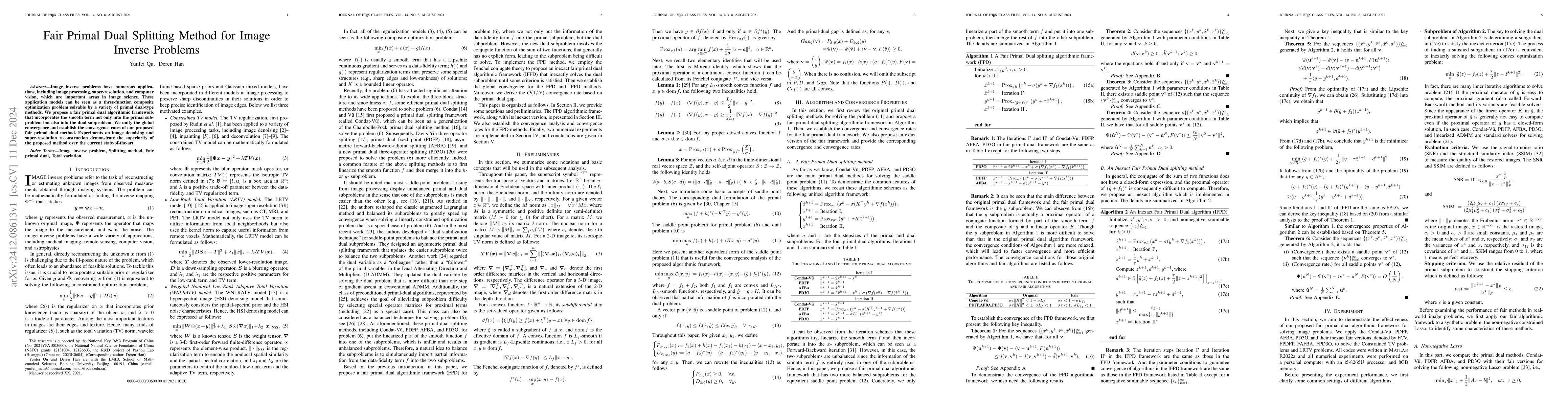 Thumbnail for Fair Primal Dual Splitting Method for Image Inverse Problems