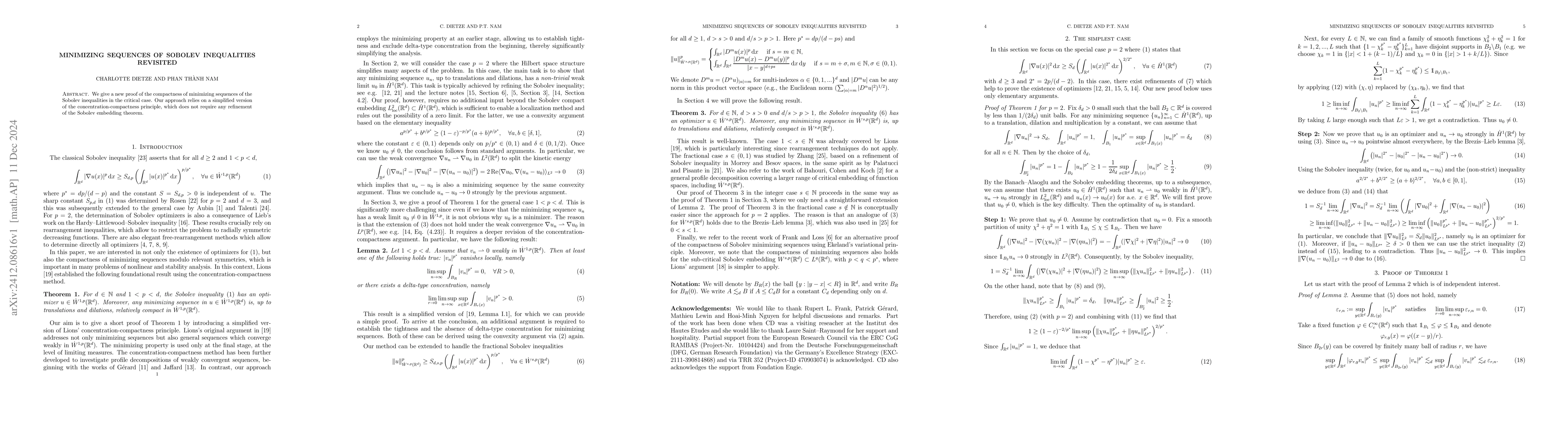 Thumbnail for Minimizing sequences of Sobolev inequalities revisited